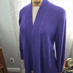 Eileen Fisher purple wool swing cardigan XL
